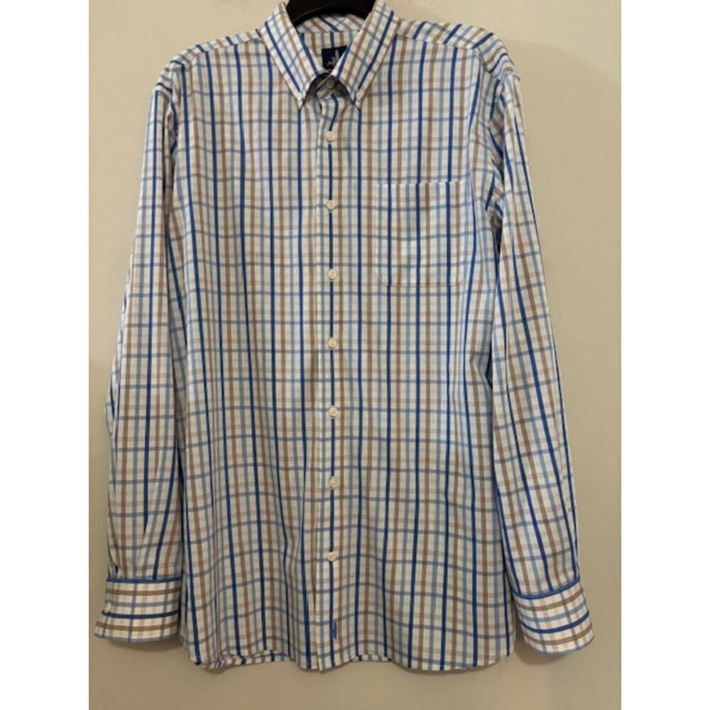 Johnnie O Prep Performance Button Down Shirt Mens Large Plaid Long Sleeve